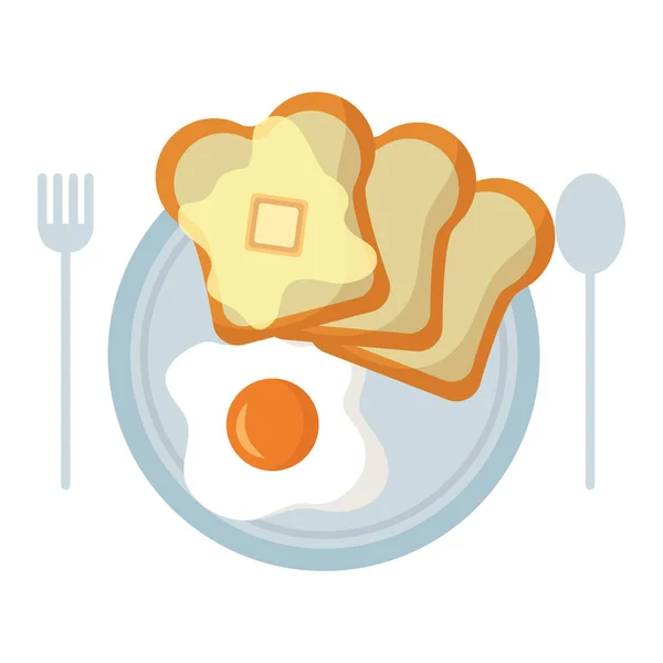 Kahvaltılık yumurta ve ekmek vektör tasarımı — Stok Vektör