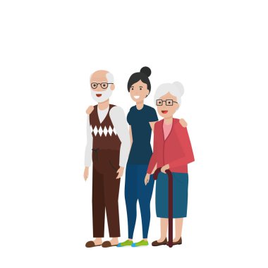 Büyükanne ve büyükbaba karikatür vektör tasarımı