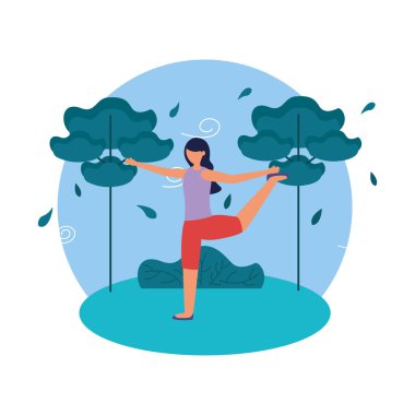 Kız yoga yapıyor vektör tasarımı poz