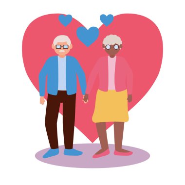 Büyükanne ve büyükbaba karikatür vektör tasarımı