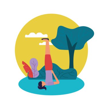 Kız yoga yapıyor vektör tasarımı poz