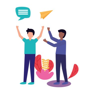 Takım çalışması simgesi vektör tasarımı ile Avatar erkekler