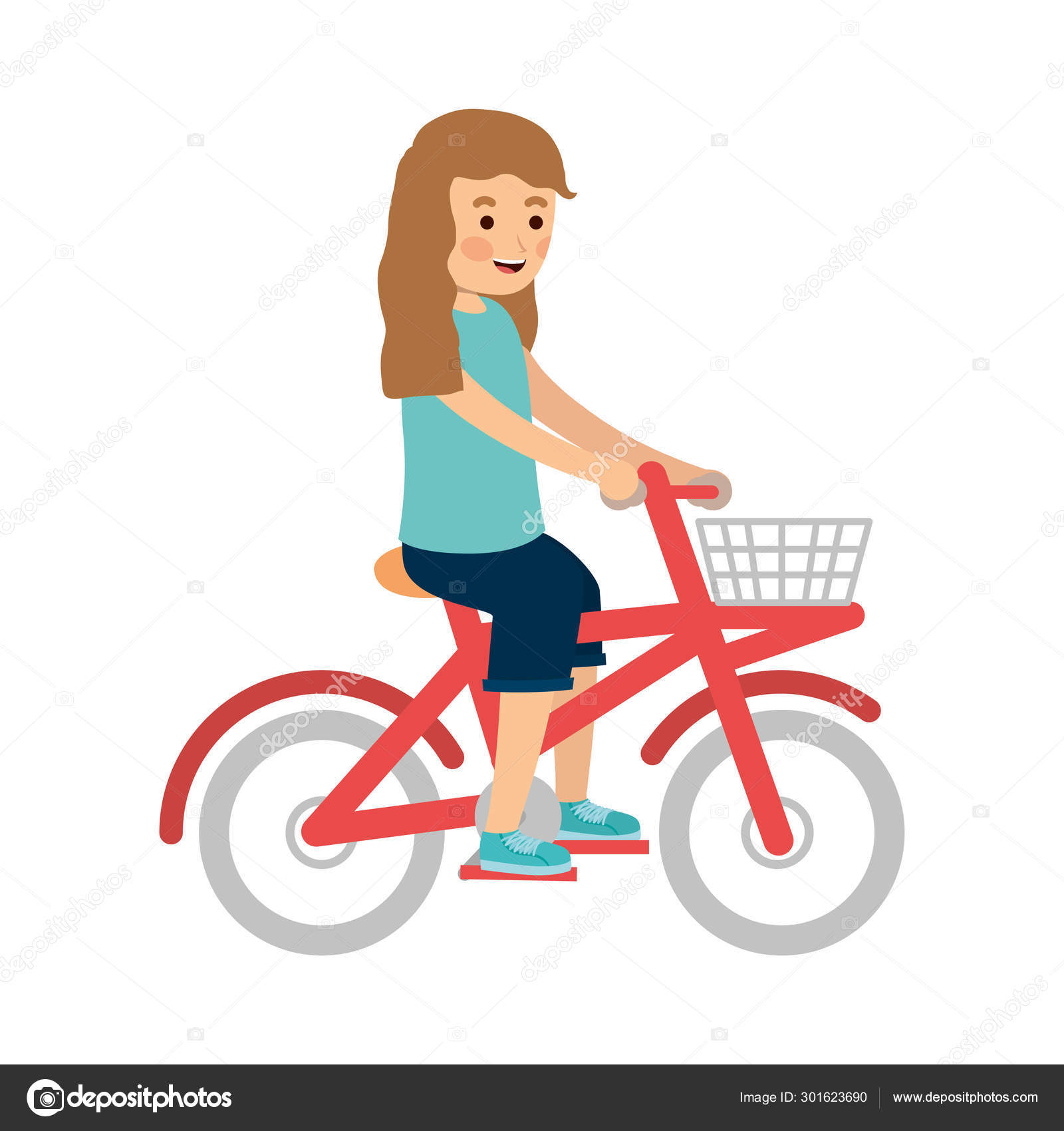 Woman riding bike vector design Stock Vector Image by ©yupiramos 301623690