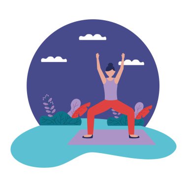 Kız yoga yapıyor vektör tasarımı poz