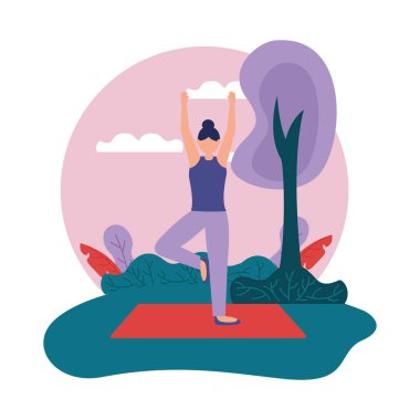 Kız yoga yapıyor vektör tasarımı poz