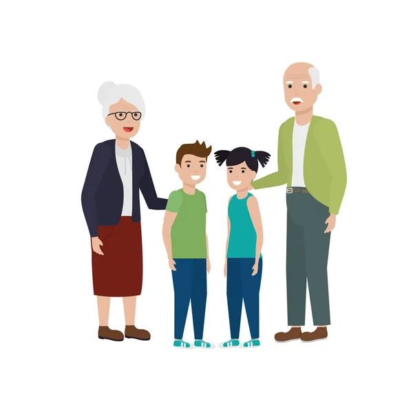 Büyükanne ve büyükbaba karikatür vektör tasarımı — Stok Vektör