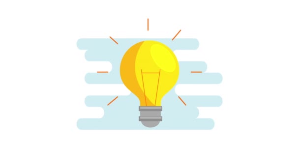 Lampje licht idee animatie icoon — Stockvideo