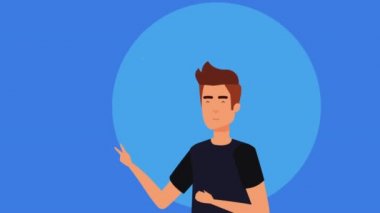 konuşma balonu animasyon ile genç adam