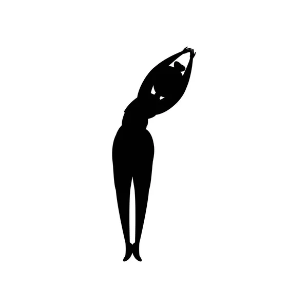 Silueta de mujer practicando pilates posición — Vector de stock