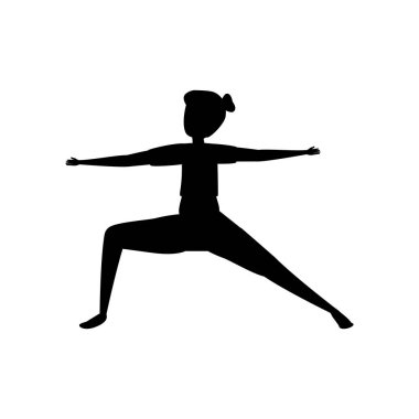 pilates pozisyonu uygulayan kadının silueti