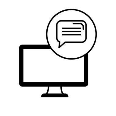 konuşma kabarcığı ile masaüstü bilgisayar cihazı