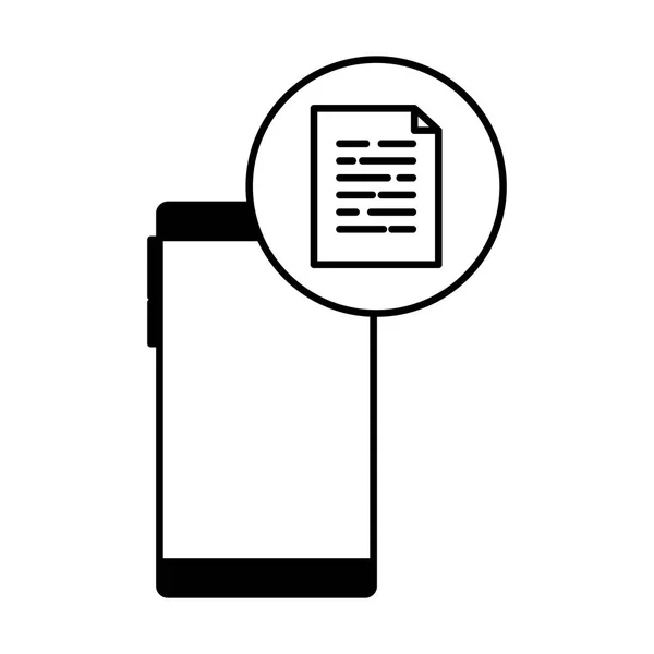 Smartphone-apparaat met papieren document — Stockvector