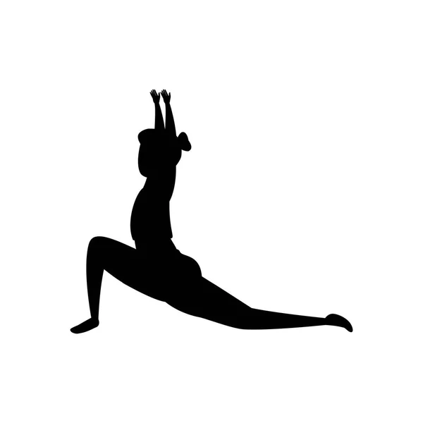 Silhouette einer Frau, die Pilates übt — Stockvektor