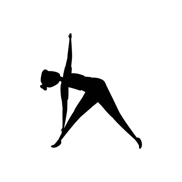 Silueta ženy praktikující pozici Pilates — Stockový vektor