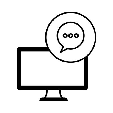 konuşma kabarcığı ile masaüstü bilgisayar cihazı