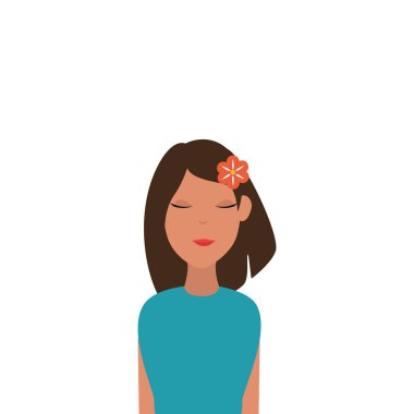 saç çiçeği ile güzel bir kadın