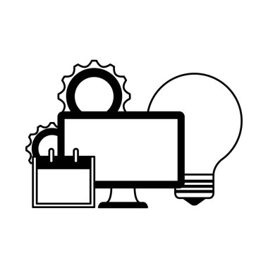 ampul ve takvim ile masaüstü bilgisayar