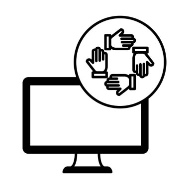 eller ekibi ile masaüstü bilgisayar cihazı