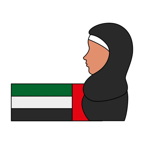 Geleneksel burka ve arabistan bayrağı ile İslam kadın profili — Stok Vektör
