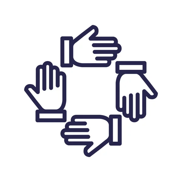 Teamwork people hands around icons — Stock Vector