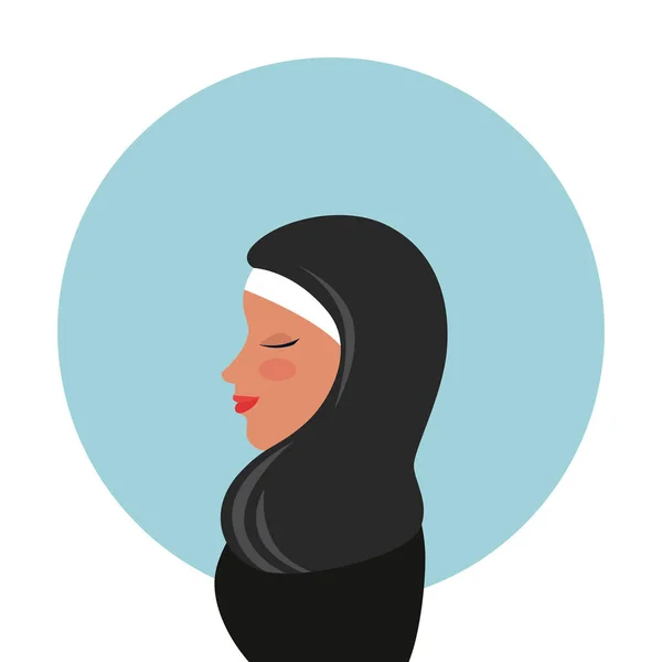 Προφίλ της Ισλαμικής γυναίκας με την παραδοσιακή μπούρκα — Διανυσματικό Αρχείο