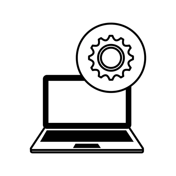 Laptop computer with gear machine — Stock Vector