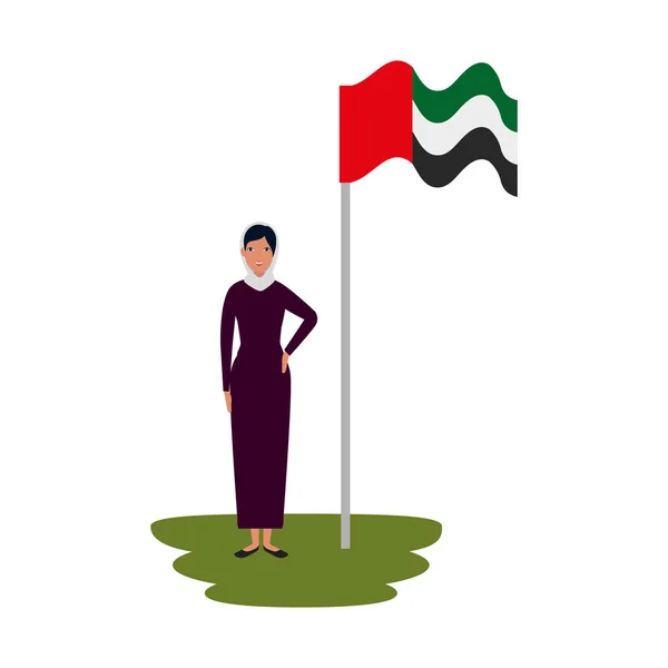Kutup geleneksel burka ve arabistan bayrağı ile İslami kadın — Stok Vektör