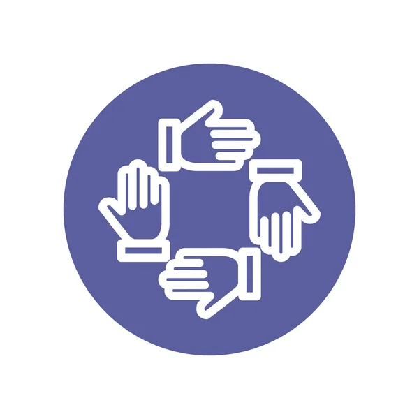 Teamwork people hands around icons — Stock Vector