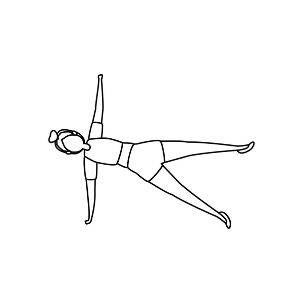 Schönheit Frau praktiziert Pilates Position — Stockvektor