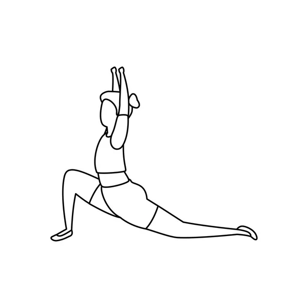 Schönheit Frau praktiziert Pilates Position — Stockvektor