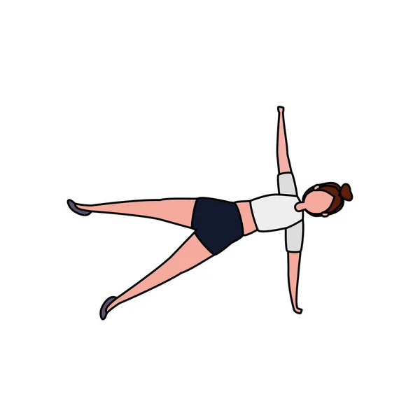 Belleza mujer practicando pilates posición — Vector de stock