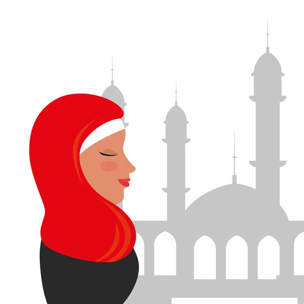 Camide geleneksel burka ile İslam kadının ın profili — Stok Vektör