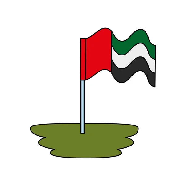 Birleşik Arap Emirlikleri bayrağı direğe sallanıyor — Stok Vektör
