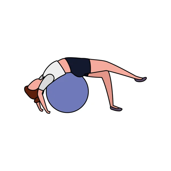 Mujer de belleza practicando pilates con globo — Archivo Imágenes Vectoriales