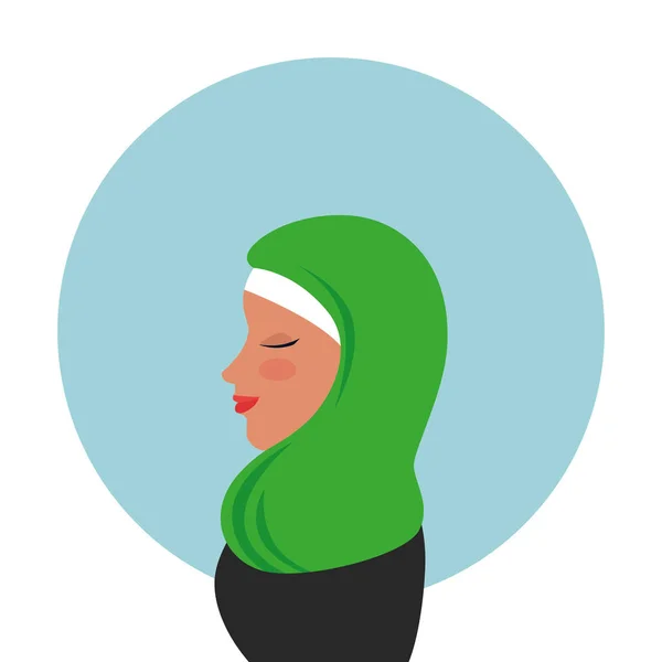 Profile of islamic woman with traditional burka — Stock Vector