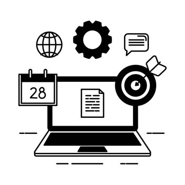 belge ve simgeleri ile dizüstü bilgisayar