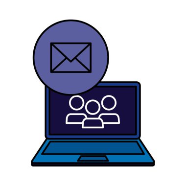 kişiler ve zarf e-posta ile dizüstü bilgisayar