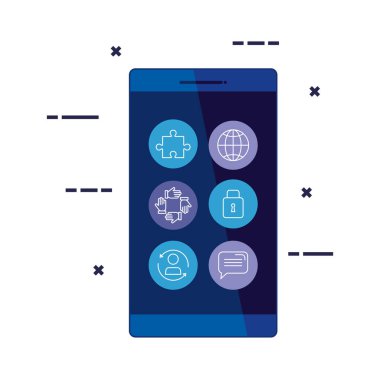 sosyal medya simgeleri ile akıllı telefon cihazı