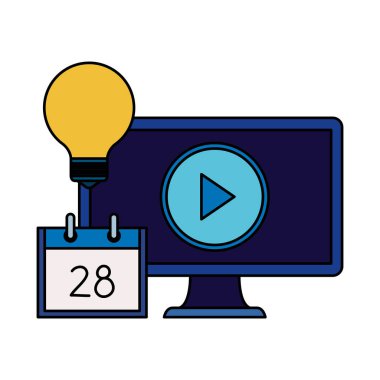 ampul ve takvim ile masaüstü bilgisayar