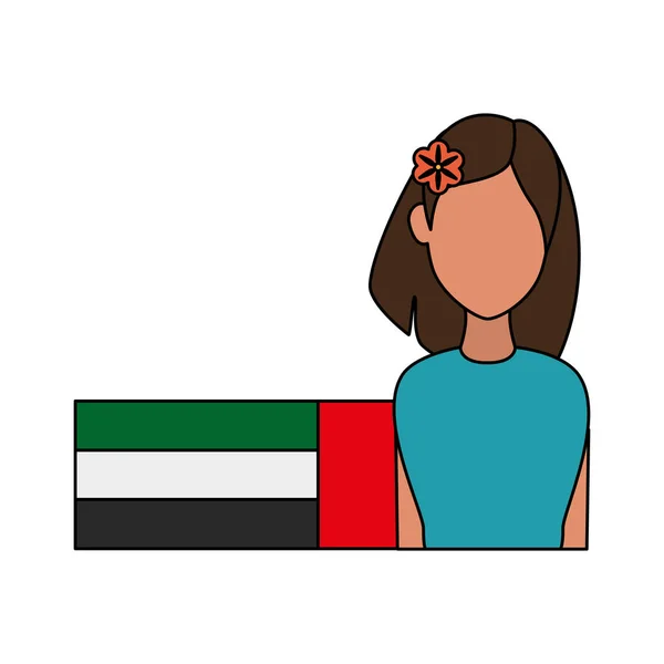 Islamische Frau mit arabischer Flagge — Stockvektor
