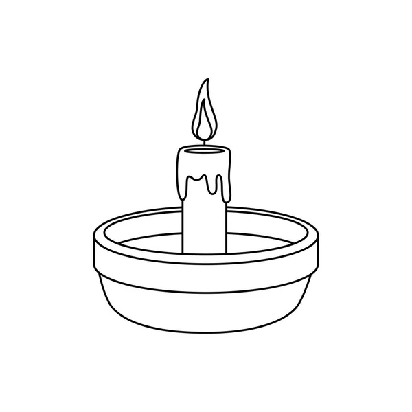 Dish with religious candle fire — Stock Vector