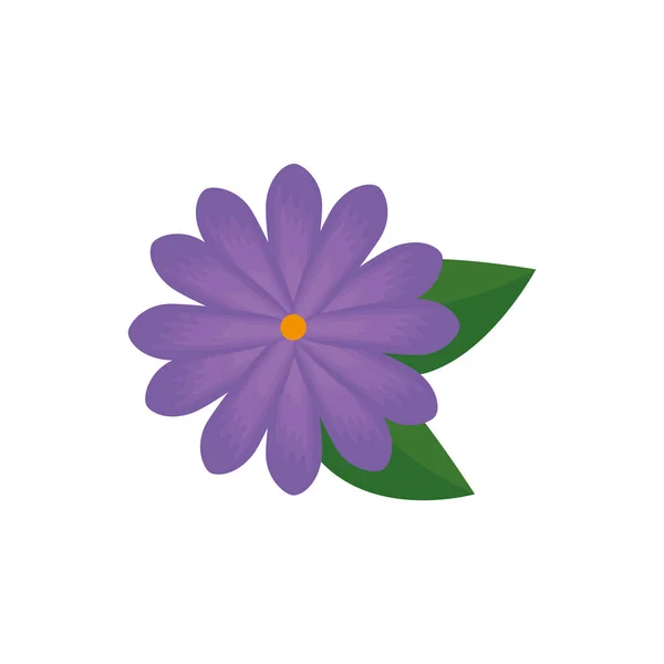 Bela flor com folhas jardim ícone decorativo — Vetor de Stock