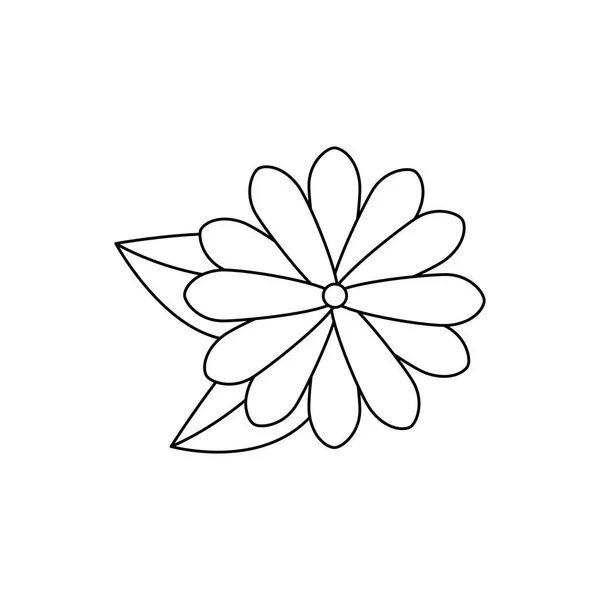 美丽的花与叶花园装饰图标 — 图库矢量图片