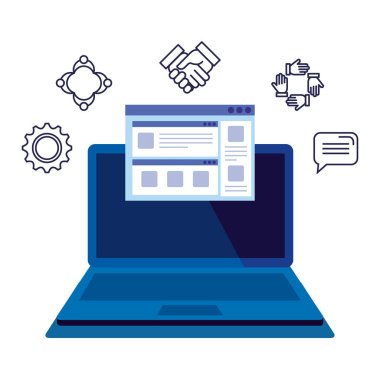 web sayfası şablonu ve set simgeleri ile dizüstü bilgisayar
