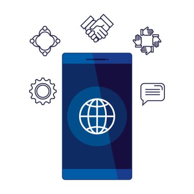 küre tarayıcı ve set simgeleri ile akıllı telefon