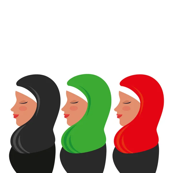 Geleneksel burka ile İslami kadın grubu — Stok Vektör