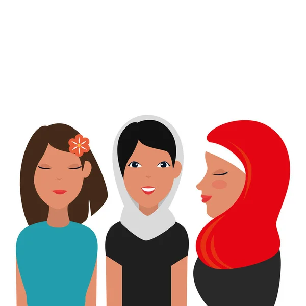 Groupe de femmes islamiques avec burka traditionnelle — Image vectorielle