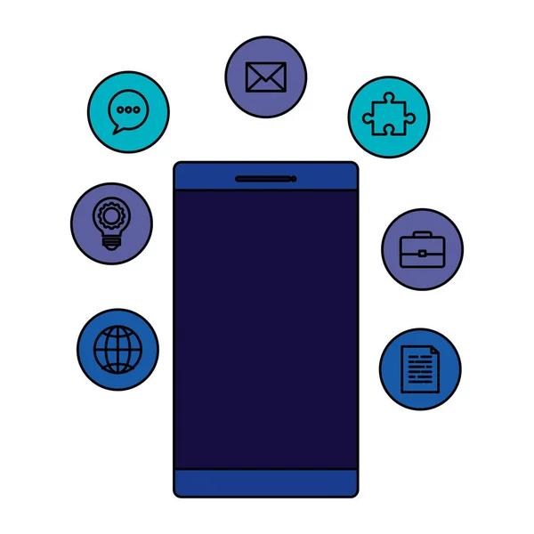 Zařízení smartphone s ikonami sociálních médií — Stockový vektor