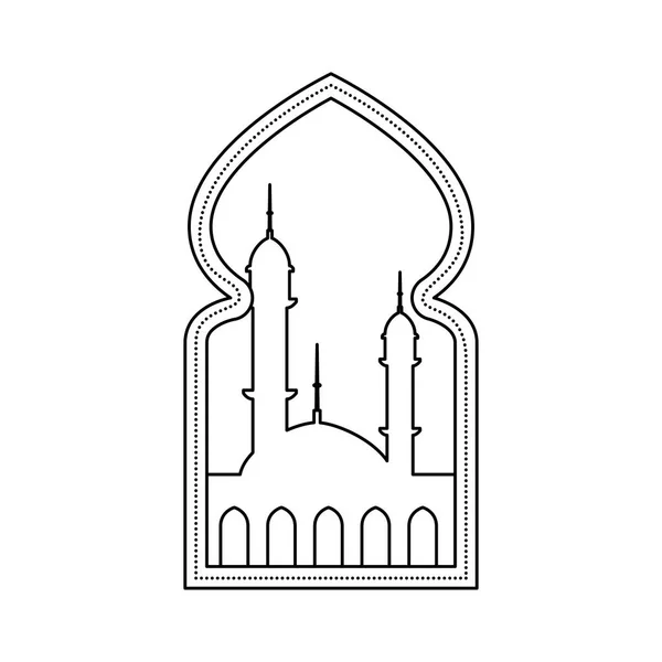 Okno s výhledem na budovu mešity — Stockový vektor