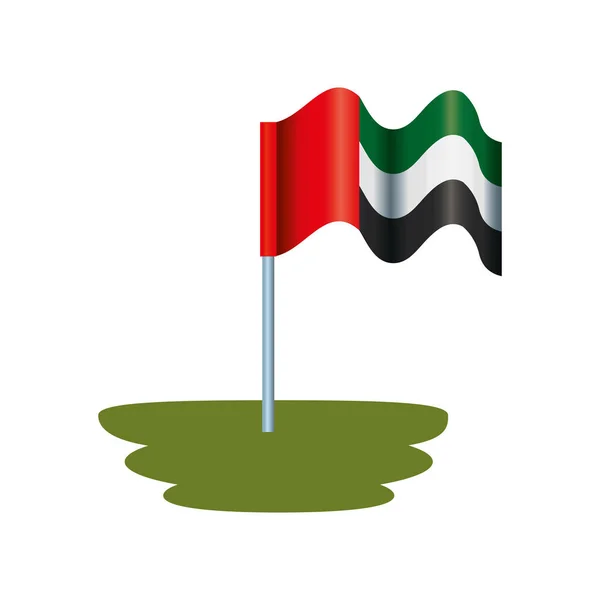 Vlajka Spojených arabských emirátů mávající v sloup — Stockový vektor